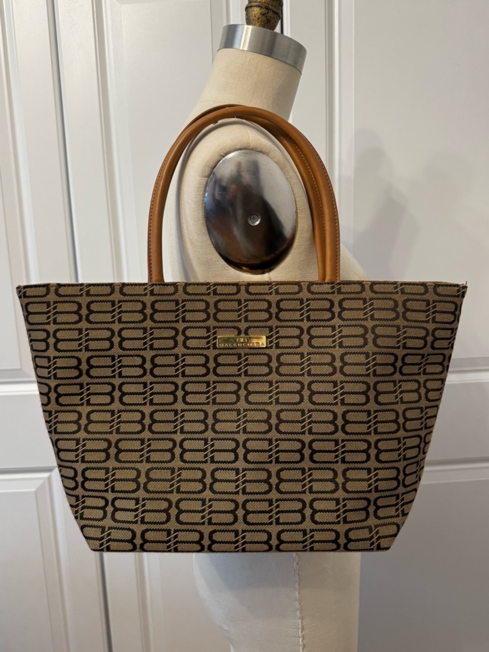 Balenciaga Brown BB Tote with Tan Handles
